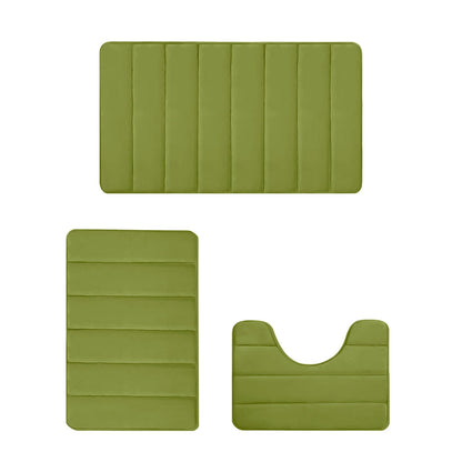 PALIFEUR Memory Foam Toilet Rug, Non-Slip Bathroom Rugs, Toilet Rugs U Shaped Washable, Commode Contour Rug, Soft Comfortable Super Water Absorption #3_Green