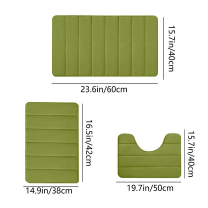 PALIFEUR Memory Foam Toilet Rug, Non-Slip Bathroom Rugs, Toilet Rugs U Shaped Washable, Commode Contour Rug, Soft Comfortable Super Water Absorption #3_Green