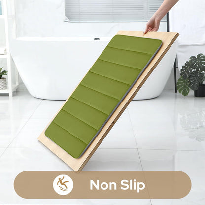 PALIFEUR Memory Foam Toilet Rug, Non-Slip Bathroom Rugs, Toilet Rugs U Shaped Washable, Commode Contour Rug, Soft Comfortable Super Water Absorption #3_Green