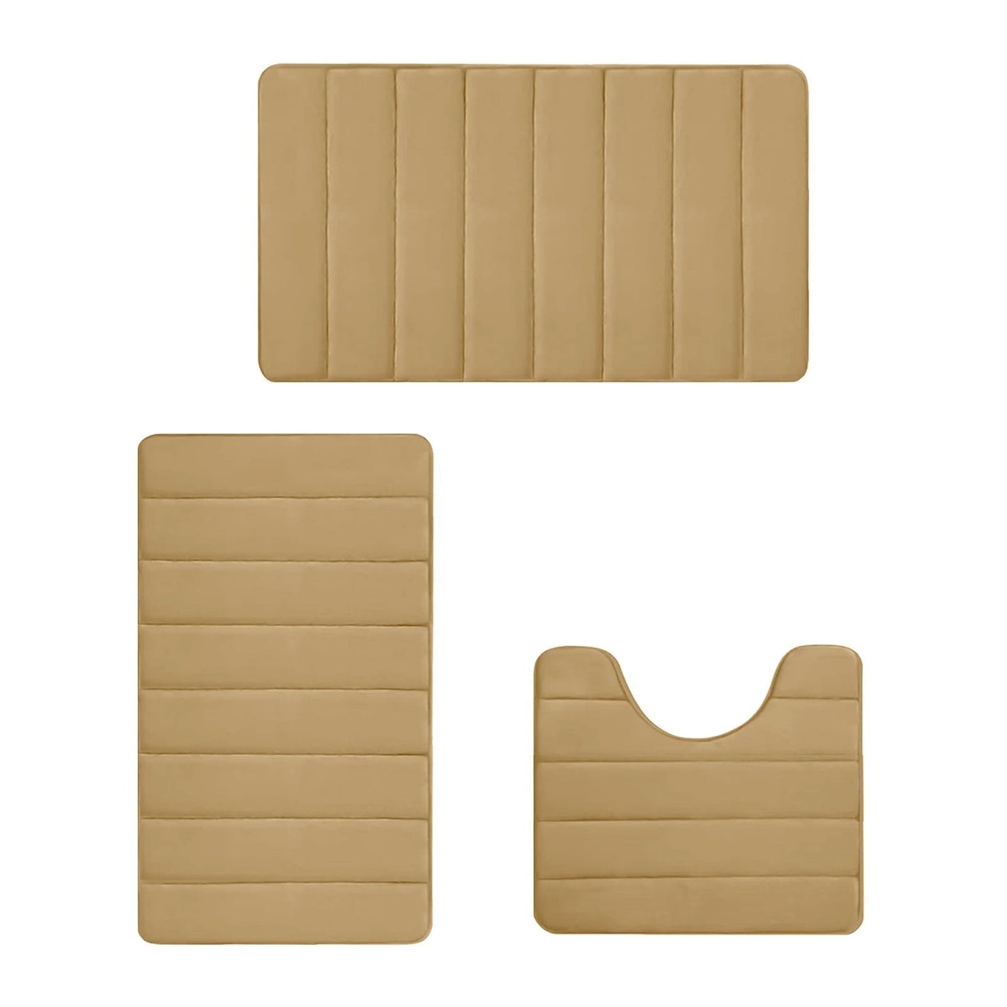 PALIFEUR Memory Foam Toilet Rug, Non-Slip Bathroom Rugs, Toilet Rugs U Shaped Washable, Commode Contour Rug, Soft Comfortable Super Water Absorption #3_Khaki