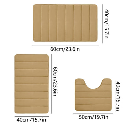 PALIFEUR Memory Foam Toilet Rug, Non-Slip Bathroom Rugs, Toilet Rugs U Shaped Washable, Commode Contour Rug, Soft Comfortable Super Water Absorption #3_Khaki