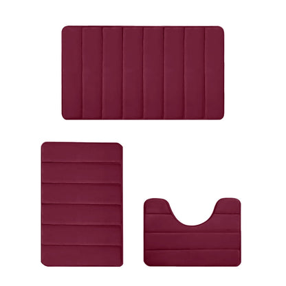 PALIFEUR Memory Foam Toilet Rug, Non-Slip Bathroom Rugs, Toilet Rugs U Shaped Washable, Commode Contour Rug, Soft Comfortable Super Water Absorption #3_Red