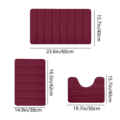 PALIFEUR Memory Foam Toilet Rug, Non-Slip Bathroom Rugs, Toilet Rugs U Shaped Washable, Commode Contour Rug, Soft Comfortable Super Water Absorption #3_Red