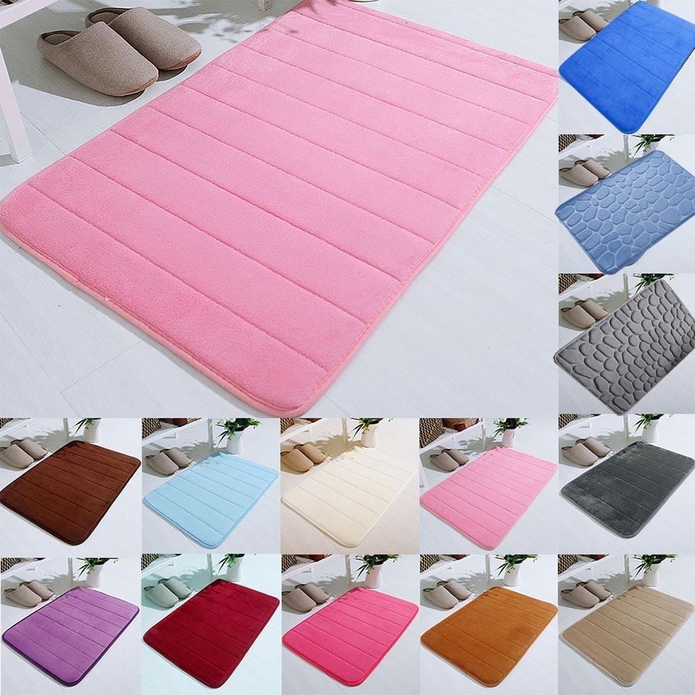 Dmlowu Bathroom Rugs - Ultra Absorbent Non-Slip Floor Bath Mat, Super Soft Shower Mat for Bath Tub, Machine Washable 16x24" (Brown) #A-Blue