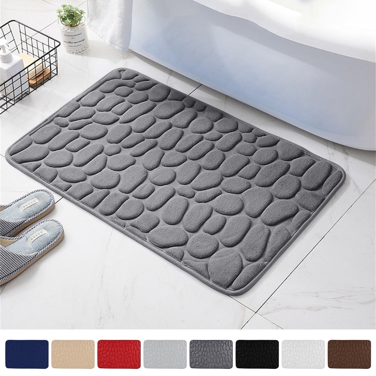 Dmlowu Bathroom Rugs - Ultra Absorbent Non-Slip Floor Bath Mat, Super Soft Shower Mat for Bath Tub, Machine Washable 16x24" (Brown) #C-Dark Gray