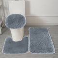 PALIFEUR Bathroom Rugs Sets, Non-Slip Bath Mat Set 3 Piece, Soft Comfortable Washable Bathroom Mat Set, Quicker Dry Bathroom Rug with Toilet Rug Dark Gray