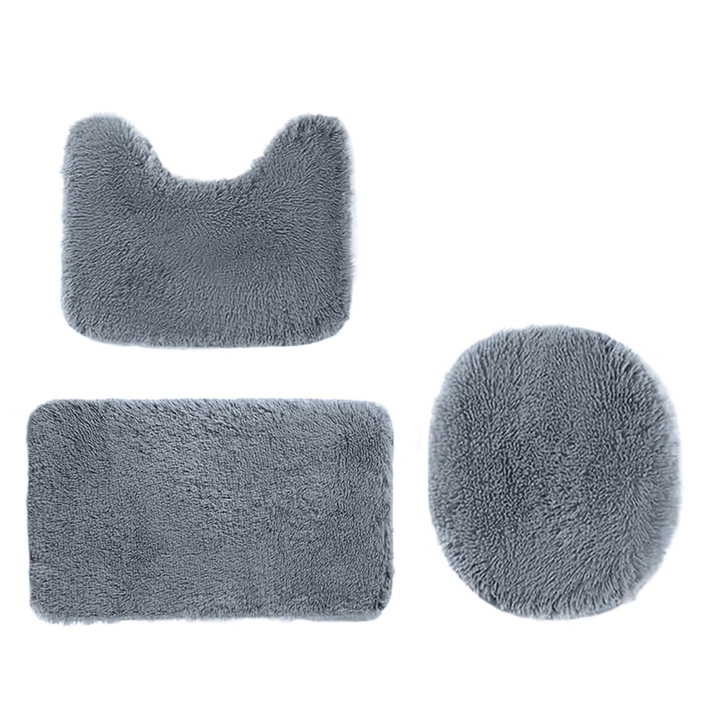 PALIFEUR Bathroom Rugs Sets, Non-Slip Bath Mat Set 3 Piece, Soft Comfortable Washable Bathroom Mat Set, Quicker Dry Bathroom Rug with Toilet Rug Dark Gray