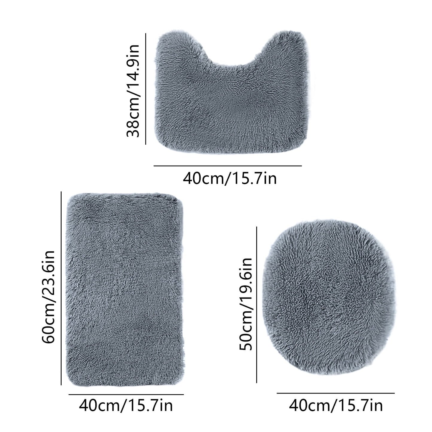 PALIFEUR Bathroom Rugs Sets, Non-Slip Bath Mat Set 3 Piece, Soft Comfortable Washable Bathroom Mat Set, Quicker Dry Bathroom Rug with Toilet Rug Dark Gray