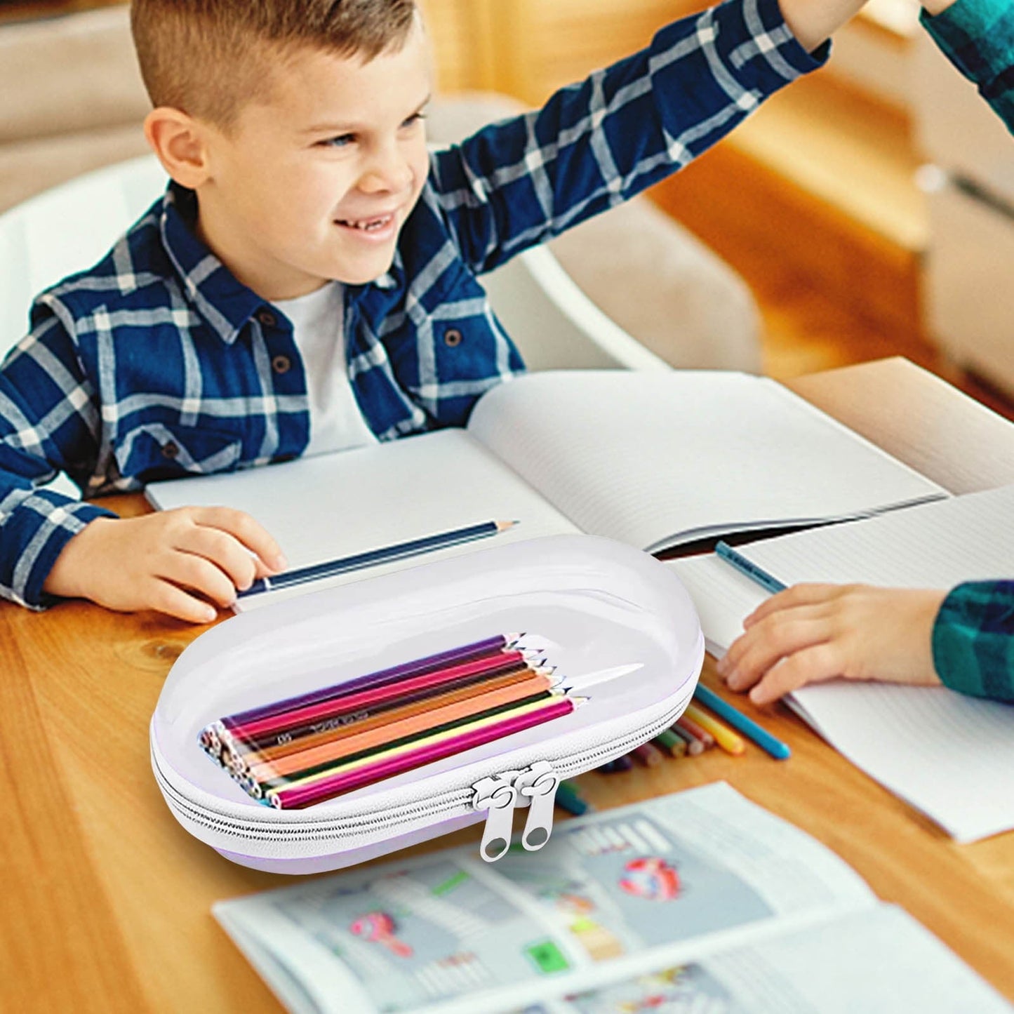 Tyidzon Pencil Pouch, Pencil Bags with Zipper, Pencil Case Pouch Storage Pens, Markers, Crayons Supplies White