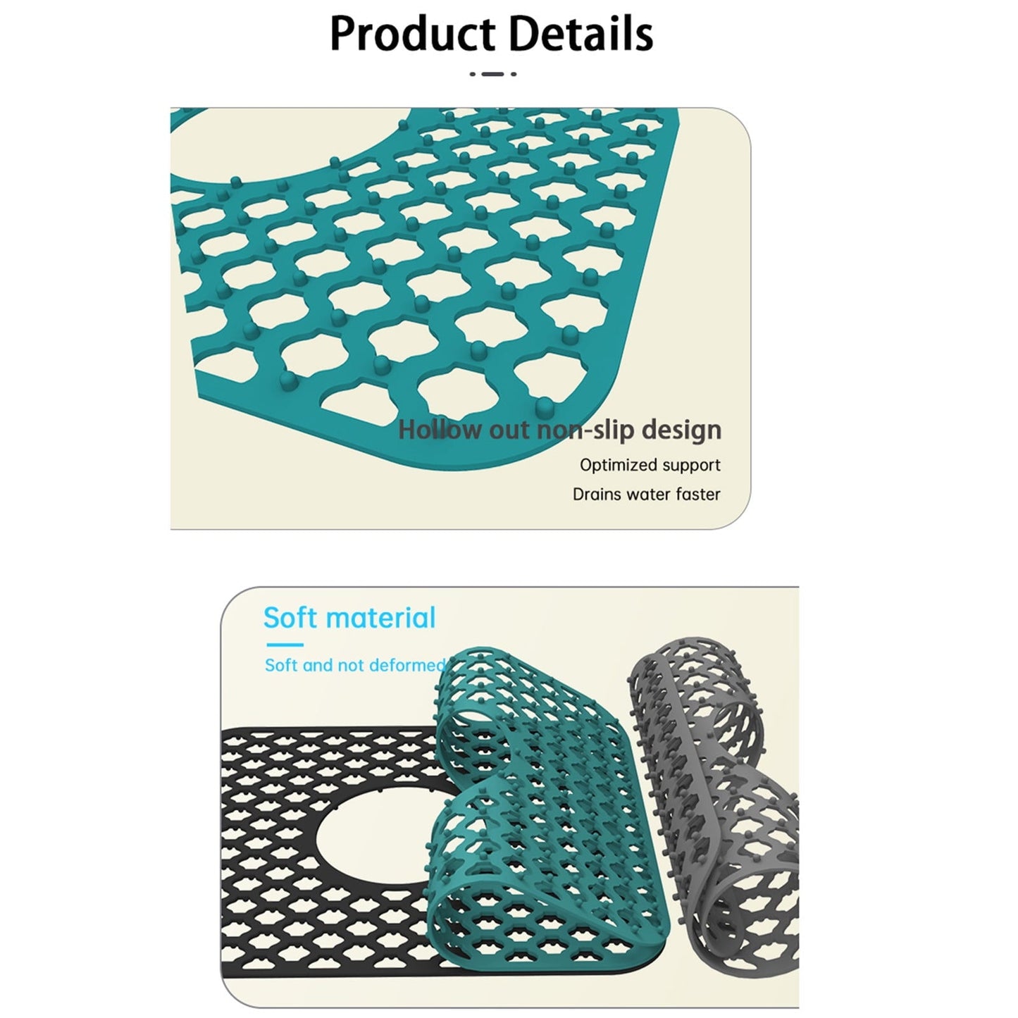 PALIFEUR Sink Protectors for Kitchen Sink, Silicone Kitchen Sink Mat, 13.6" x 15.6" Sink Mat Protects Sink from Stains, Damage, Scratches, Dishwasher Safe Sink Grids, Sink Mat, for Kitchen Black