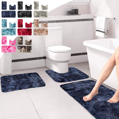 Tyidzon 5Pc Bath Mats for Bathroom, Quick-Dry Bathroom Rugs Sets Washable Non-Slip Bath Mat Ultra Soft Absorbent with U-Shaped Toilet for Bathroom, Tub, Shower, Gray 01-Pink