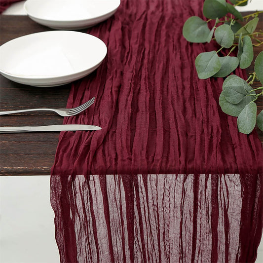 PALIFEUR Cheesecloth Table Runner, 35 x 71 Inch Cheese Cloth Table Runner for Wedding Bridal Shower Party, Home Decorations Table Runners Cheesecloth Red