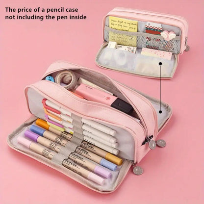 PALIFEUR Pencil Case Large Capacity Pencil Pouch, Multi-layer Aesthetic Pen Bag, Sturdy Multifunctional Pencil Bag, Pencil Box, Sky Blue Pink