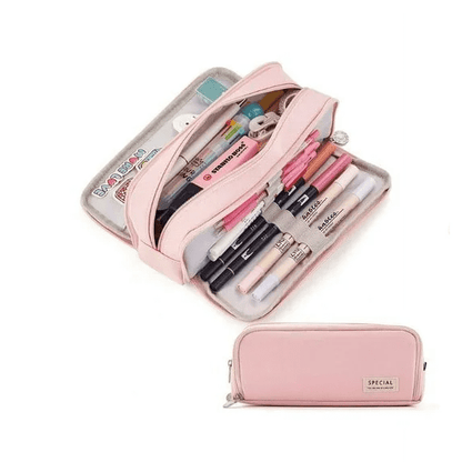 PALIFEUR Pencil Case Large Capacity Pencil Pouch, Multi-layer Aesthetic Pen Bag, Sturdy Multifunctional Pencil Bag, Pencil Box, Sky Blue Pink