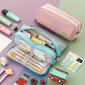 PALIFEUR Pencil Case Large Capacity Pencil Pouch, Multi-layer Aesthetic Pen Bag, Sturdy Multifunctional Pencil Bag, Pencil Box, Sky Blue Purple