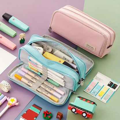 PALIFEUR Pencil Case Large Capacity Pencil Pouch, Multi-layer Aesthetic Pen Bag, Sturdy Multifunctional Pencil Bag, Pencil Box, Sky Blue Purple