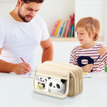 PALIFEUR Pencil Case Large Capacity Pencil Pouch, Multi-layer Aesthetic Pen Bag, Sturdy Multifunctional Pencil Bag, Pencil Box, Sky Blue Z-1-Beige