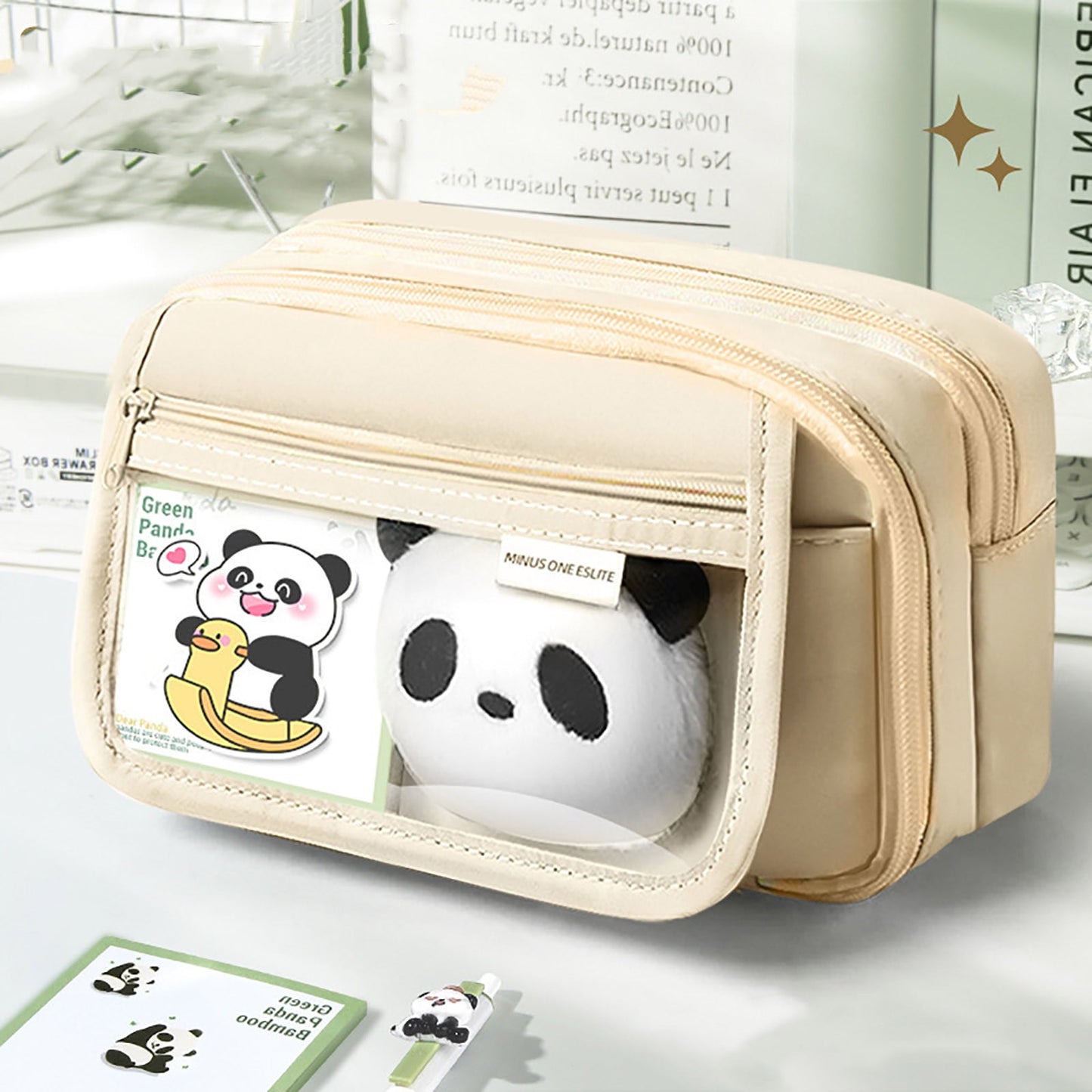 PALIFEUR Pencil Case Large Capacity Pencil Pouch, Multi-layer Aesthetic Pen Bag, Sturdy Multifunctional Pencil Bag, Pencil Box, Sky Blue Z-1-Beige