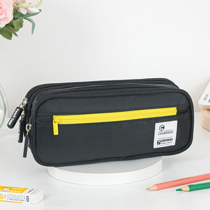 PALIFEUR Pencil Case Large Capacity Pencil Pouch, Multi-layer Aesthetic Pen Bag, Sturdy Multifunctional Pencil Bag, Pencil Box, Sky Blue Z-2-Black