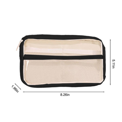 PALIFEUR Pencil Case Large Capacity Pencil Pouch, Multi-layer Aesthetic Pen Bag, Sturdy Multifunctional Pencil Bag, Pencil Box, Sky Blue Z-4-Black