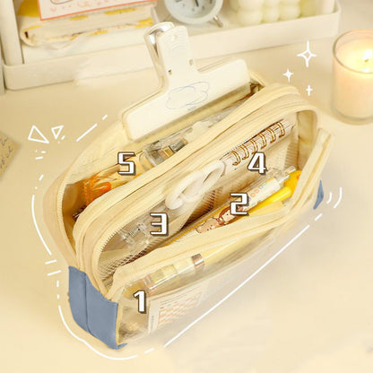 PALIFEUR Pencil Case Large Capacity Pencil Pouch, Multi-layer Aesthetic Pen Bag, Sturdy Multifunctional Pencil Bag, Pencil Box, Sky Blue Z-4-Blue