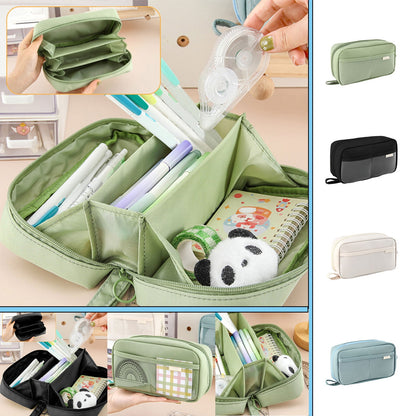 PALIFEUR Pencil Case Large Capacity Pencil Pouch, Multi-layer Aesthetic Pen Bag, Sturdy Multifunctional Pencil Bag, Pencil Box, Sky Blue Z-5-Black
