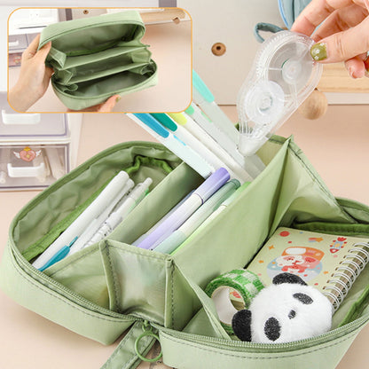 PALIFEUR Pencil Case Large Capacity Pencil Pouch, Multi-layer Aesthetic Pen Bag, Sturdy Multifunctional Pencil Bag, Pencil Box, Sky Blue Z-5-Green