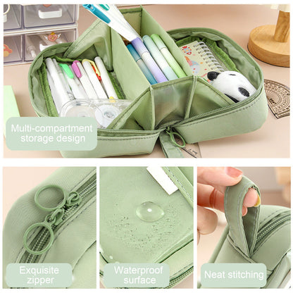 PALIFEUR Pencil Case Large Capacity Pencil Pouch, Multi-layer Aesthetic Pen Bag, Sturdy Multifunctional Pencil Bag, Pencil Box, Sky Blue Z-5-Green