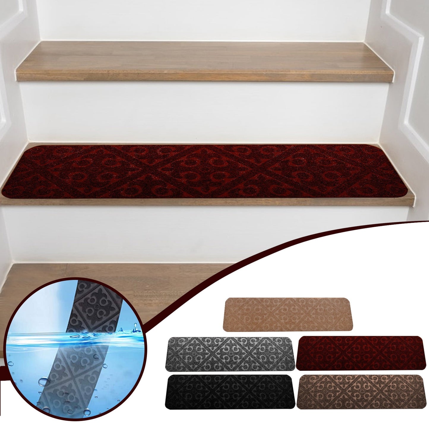 PALIFEUR Stair Treads for Wooden Steps, Soft Stair Treads, 8 x 30 Inch Reusable Carpet Stair Treads, Washable Stair Runners for Wooden Steps Non Slip Stair Rugs #1_Black