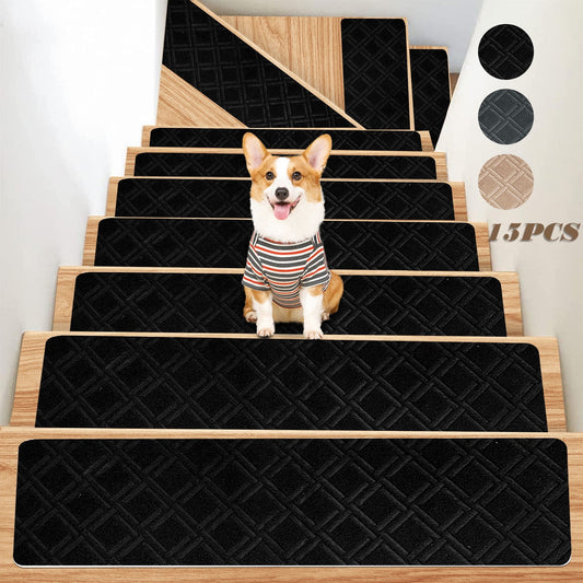 PALIFEUR Stair Treads for Wooden Steps, Soft Stair Treads, 8 x 30 Inch Reusable Carpet Stair Treads, Washable Stair Runners for Wooden Steps Non Slip Stair Rugs Multicolor