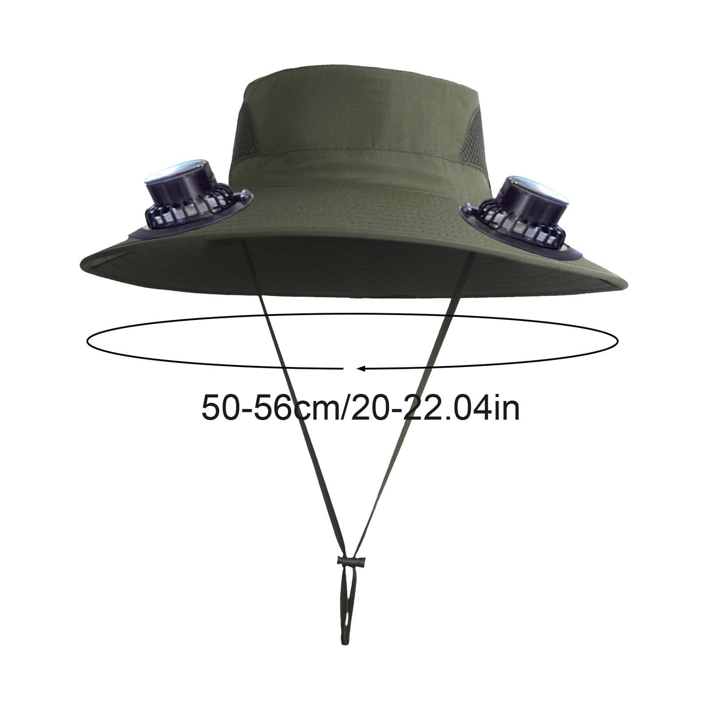 PALIFEUR Wide Brim Solar Fan Hat with 2 Solar Fan, Fan Built in Hat with Fans Solar Power, Solar Powered Fan Hat for Outdoor Fishing Travel, 3 Speed Adjustable Fan Hat Green