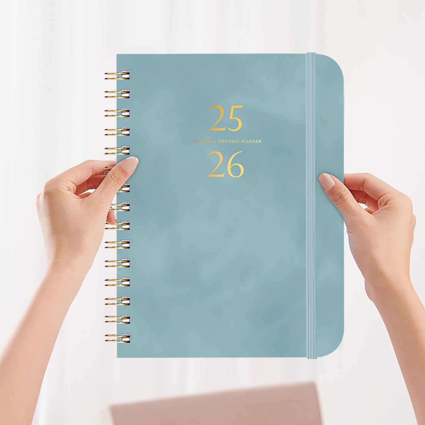 Xuniizn Academic Planner 2025-2026, Daily, Weekly & Monthly Planner, Journaling Notebooks for Work, Spiral Notebook, Twin-Wire Binding Day and Weekly Agenda for Work, Daily Planner Blue