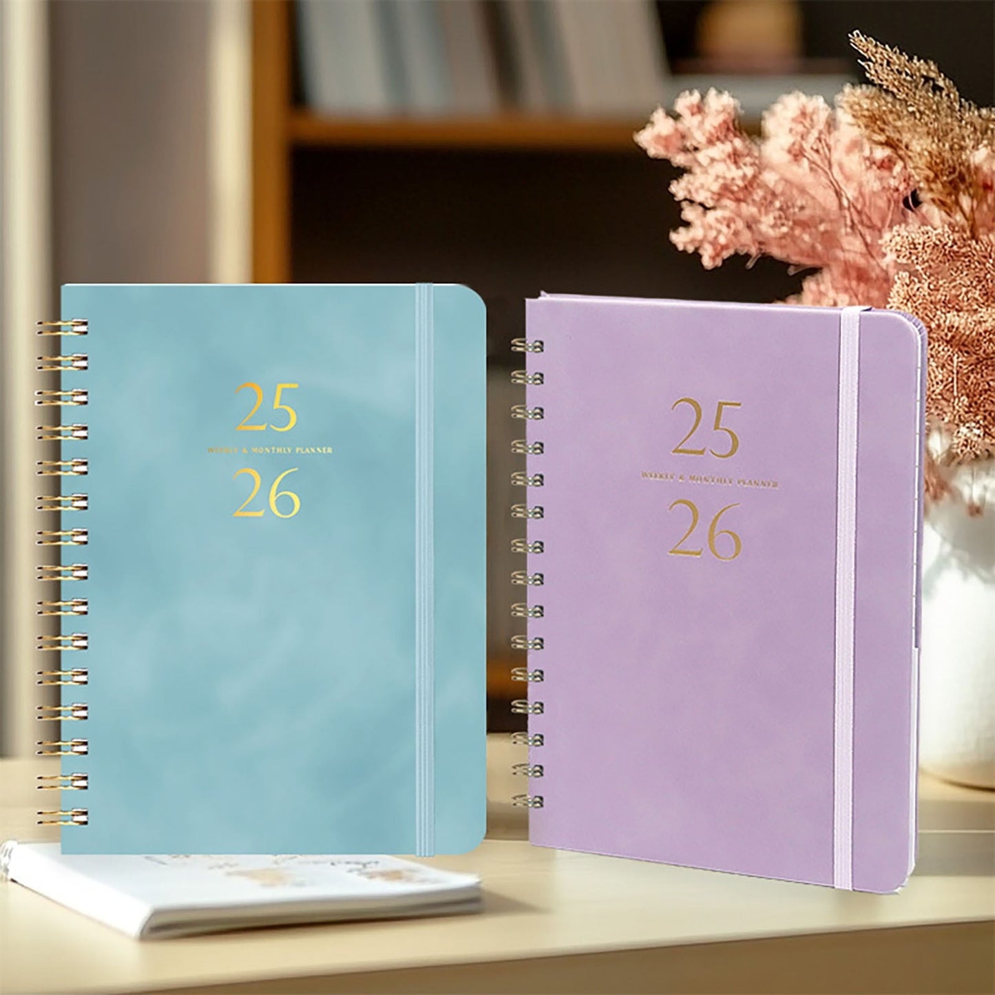 Xuniizn Academic Planner 2025-2026, Daily, Weekly & Monthly Planner, Journaling Notebooks for Work, Spiral Notebook, Twin-Wire Binding Day and Weekly Agenda for Work, Daily Planner Blue
