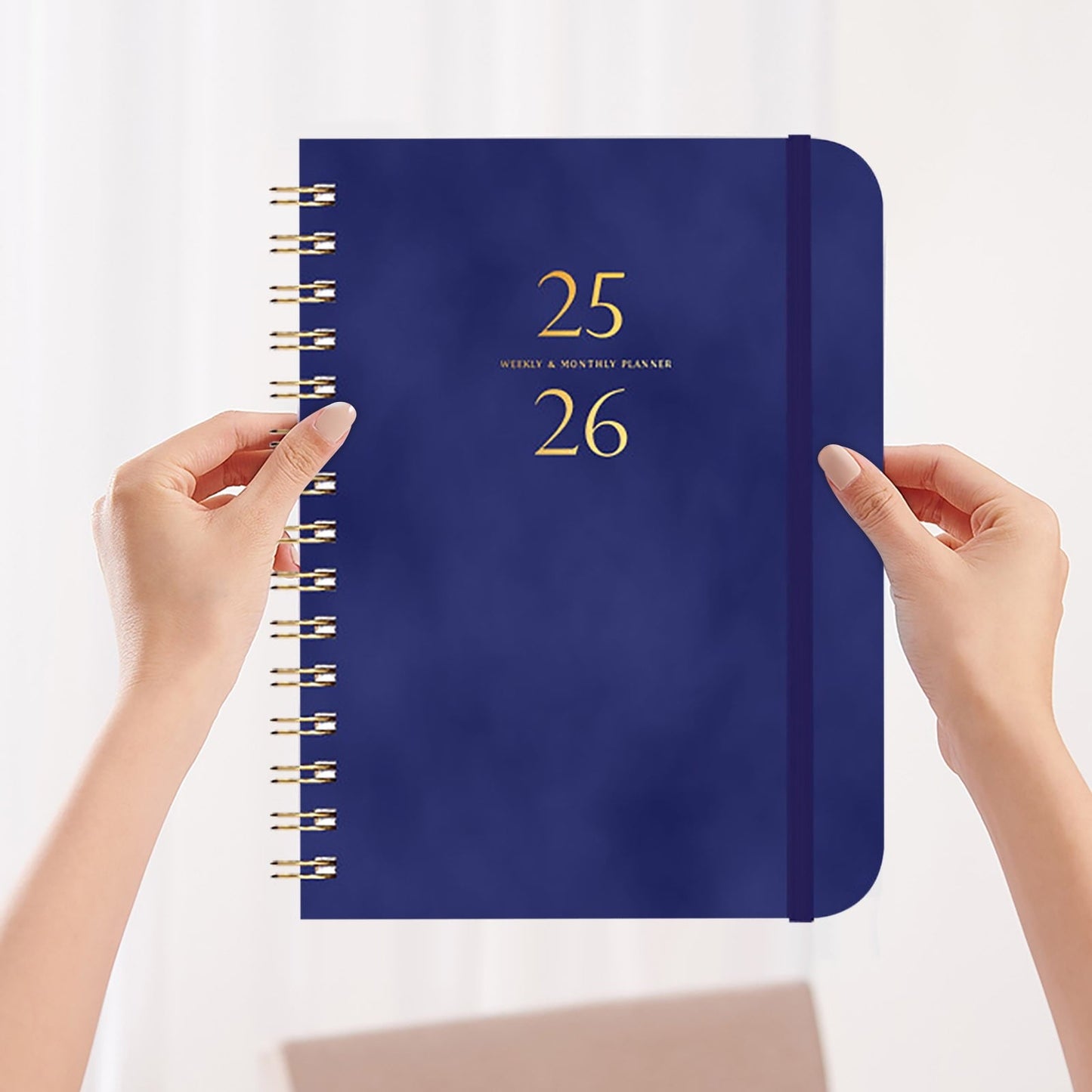 Xuniizn Academic Planner 2025-2026, Daily, Weekly & Monthly Planner, Journaling Notebooks for Work, Spiral Notebook, Twin-Wire Binding Day and Weekly Agenda for Work, Daily Planner Dark Blue