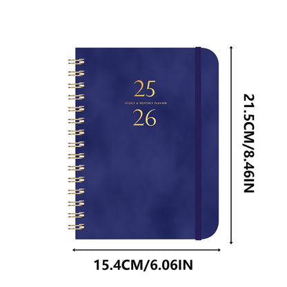Xuniizn Academic Planner 2025-2026, Daily, Weekly & Monthly Planner, Journaling Notebooks for Work, Spiral Notebook, Twin-Wire Binding Day and Weekly Agenda for Work, Daily Planner Dark Blue