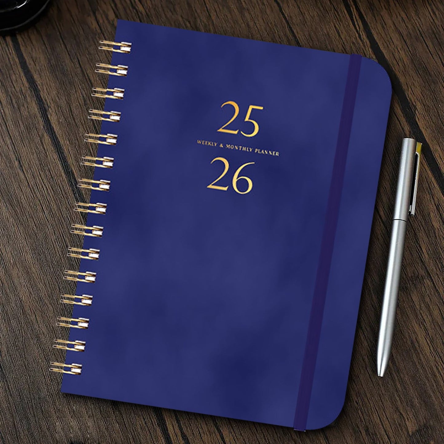 Xuniizn Academic Planner 2025-2026, Daily, Weekly & Monthly Planner, Journaling Notebooks for Work, Spiral Notebook, Twin-Wire Binding Day and Weekly Agenda for Work, Daily Planner Dark Blue