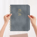 Xuniizn Academic Planner 2025-2026, Daily, Weekly & Monthly Planner, Journaling Notebooks for Work, Spiral Notebook, Twin-Wire Binding Day and Weekly Agenda for Work, Daily Planner Gray