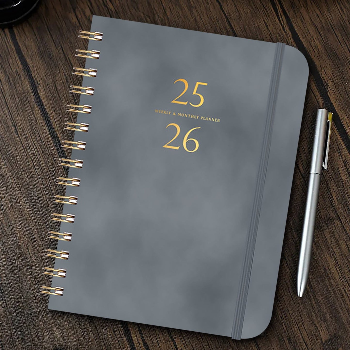 Xuniizn Academic Planner 2025-2026, Daily, Weekly & Monthly Planner, Journaling Notebooks for Work, Spiral Notebook, Twin-Wire Binding Day and Weekly Agenda for Work, Daily Planner Gray