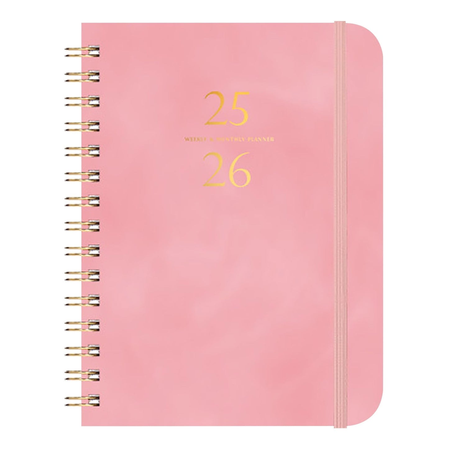 Xuniizn Academic Planner 2025-2026, Daily, Weekly & Monthly Planner, Journaling Notebooks for Work, Spiral Notebook, Twin-Wire Binding Day and Weekly Agenda for Work, Daily Planner Pink