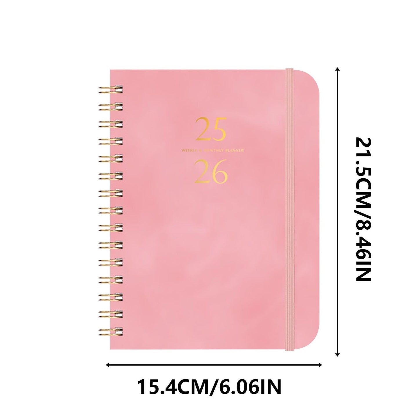 Xuniizn Academic Planner 2025-2026, Daily, Weekly & Monthly Planner, Journaling Notebooks for Work, Spiral Notebook, Twin-Wire Binding Day and Weekly Agenda for Work, Daily Planner Pink