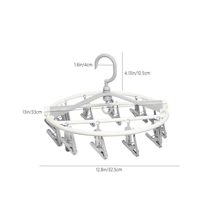 Tyidzon Drying Rack Clothing Hanging Clothes Drying Rack with 20 Clips, Heavy Duty Round Clothes Hangers Clothes Rack for Drying Towel, Sock, Hat, Scarf Gray