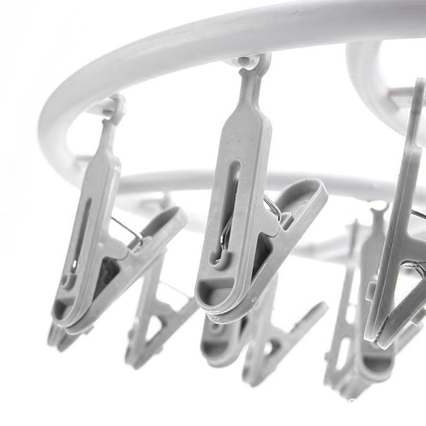Tyidzon Drying Rack Clothing Hanging Clothes Drying Rack with 20 Clips, Heavy Duty Round Clothes Hangers Clothes Rack for Drying Towel, Sock, Hat, Scarf Gray