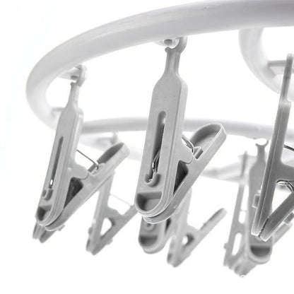 Tyidzon Drying Rack Clothing Hanging Clothes Drying Rack with 20 Clips, Heavy Duty Round Clothes Hangers Clothes Rack for Drying Towel, Sock, Hat, Scarf Gray