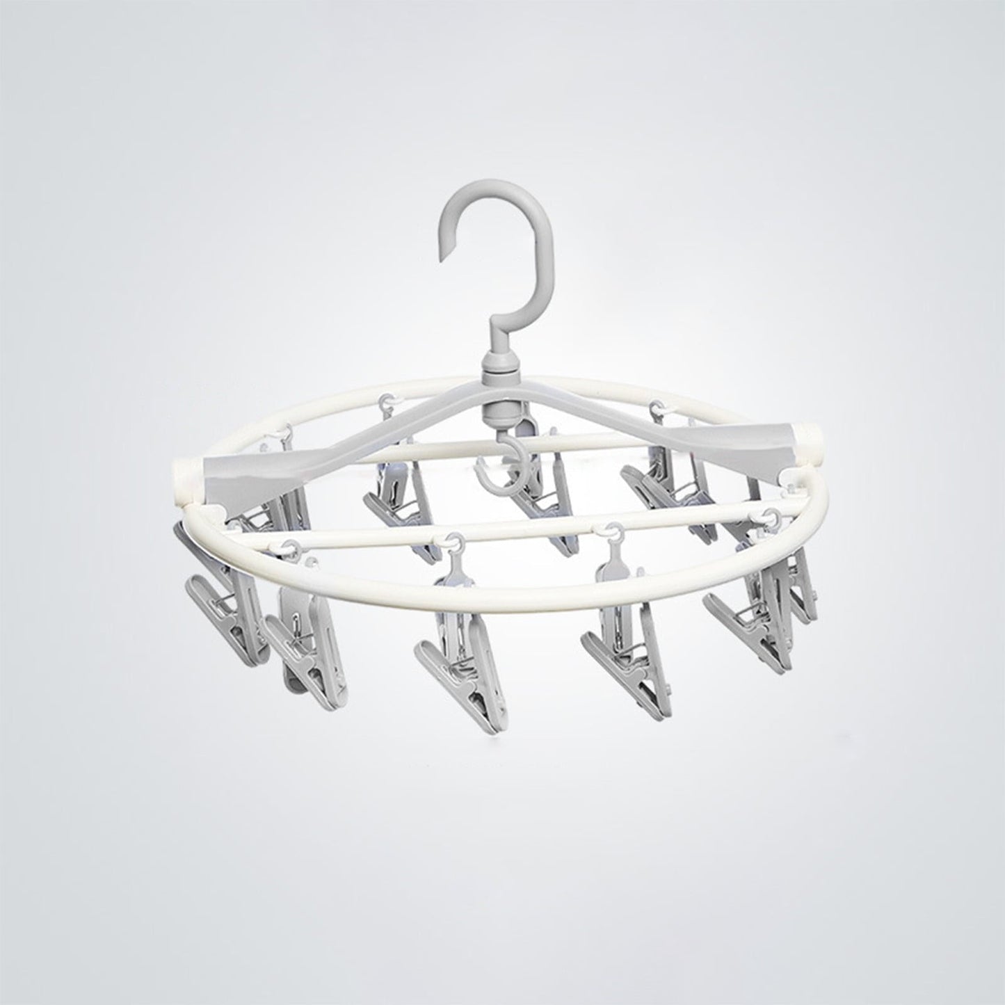 Tyidzon Drying Rack Clothing Hanging Clothes Drying Rack with 20 Clips, Heavy Duty Round Clothes Hangers Clothes Rack for Drying Towel, Sock, Hat, Scarf Gray