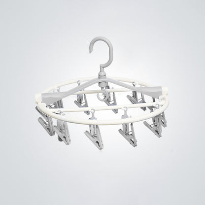 Tyidzon Drying Rack Clothing Hanging Clothes Drying Rack with 20 Clips, Heavy Duty Round Clothes Hangers Clothes Rack for Drying Towel, Sock, Hat, Scarf Gray