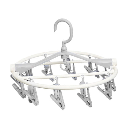Tyidzon Drying Rack Clothing Hanging Clothes Drying Rack with 20 Clips, Heavy Duty Round Clothes Hangers Clothes Rack for Drying Towel, Sock, Hat, Scarf Gray