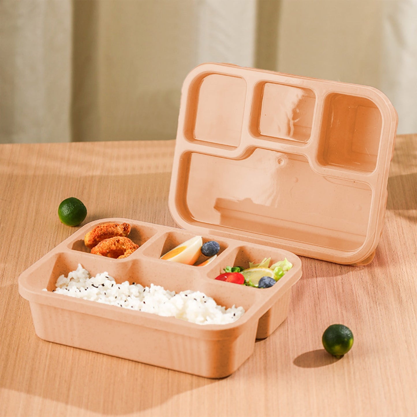 Xuniizn Bento Box Adult Lunch Box, Containers for Adults Men Women, Lunchable Food Container with Utensils, Sauce Jar, Muffin Liners, Microwave & Dishwasher Safe Beige