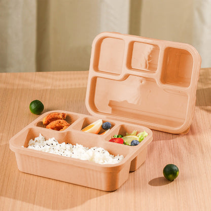Xuniizn Bento Box Adult Lunch Box, Containers for Adults Men Women, Lunchable Food Container with Utensils, Sauce Jar, Muffin Liners, Microwave & Dishwasher Safe Beige