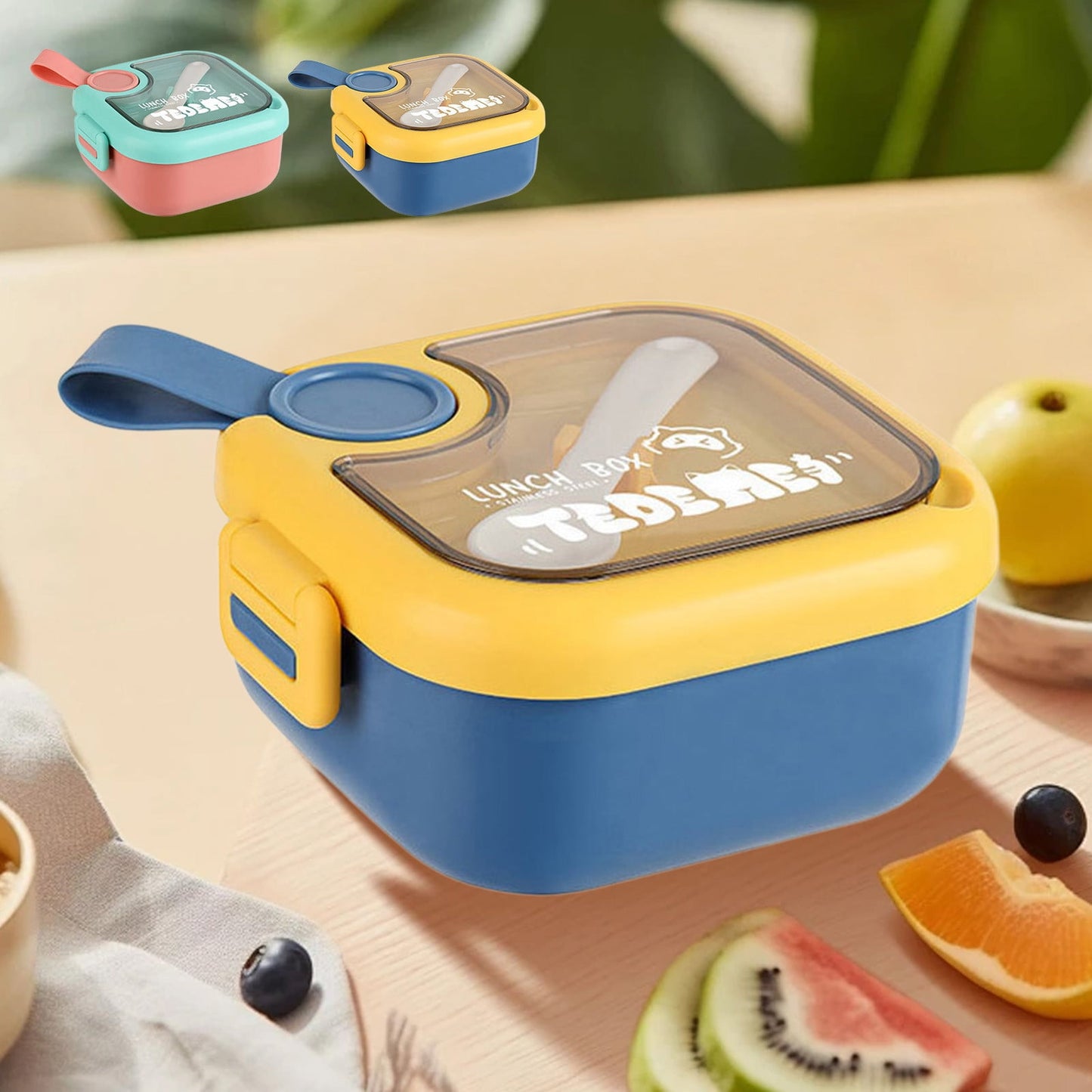 Xuniizn Bento Box Adult Lunch Box, Containers for Adults Men Women, Lunchable Food Container with Utensils, Sauce Jar, Muffin Liners, Microwave & Dishwasher Safe Blue#2