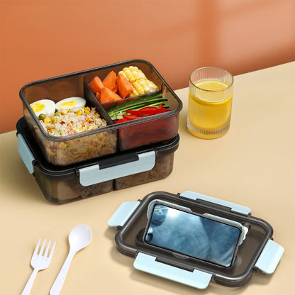 Xuniizn Bento Box Adult Lunch Box, Containers for Adults Men Women, Lunchable Food Container with Utensils, Sauce Jar, Muffin Liners, Microwave & Dishwasher Safe Blue#4